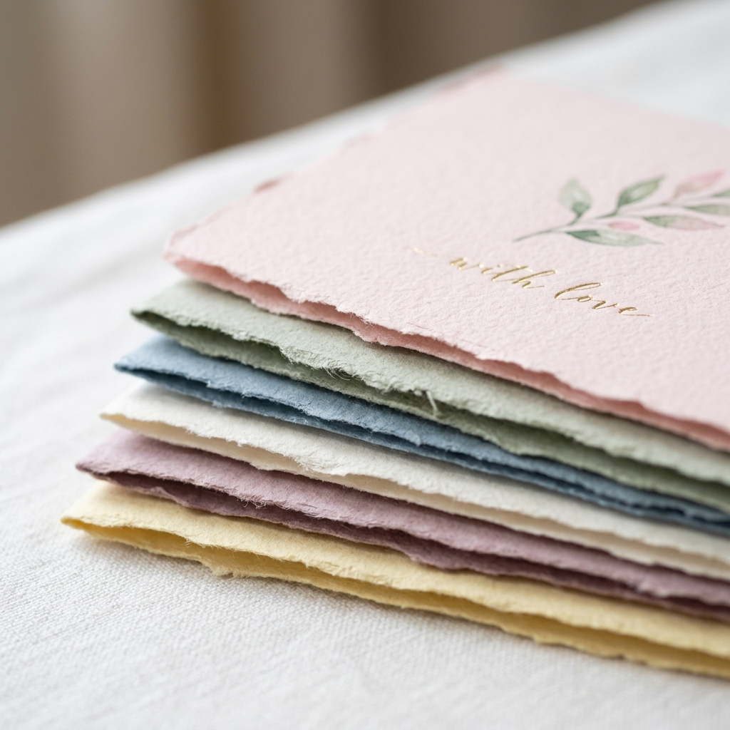 Premium stationery greeting cards flat lay