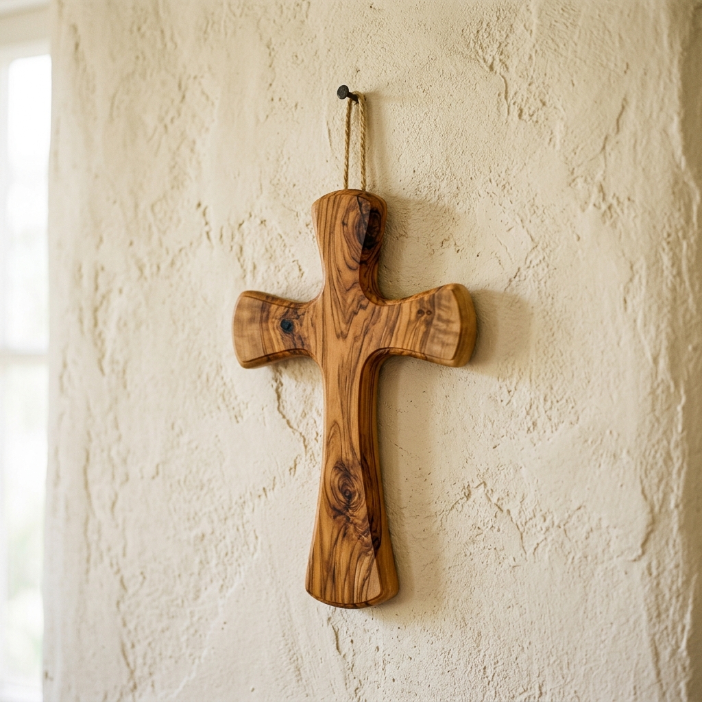Artisanal olivewood wall cross