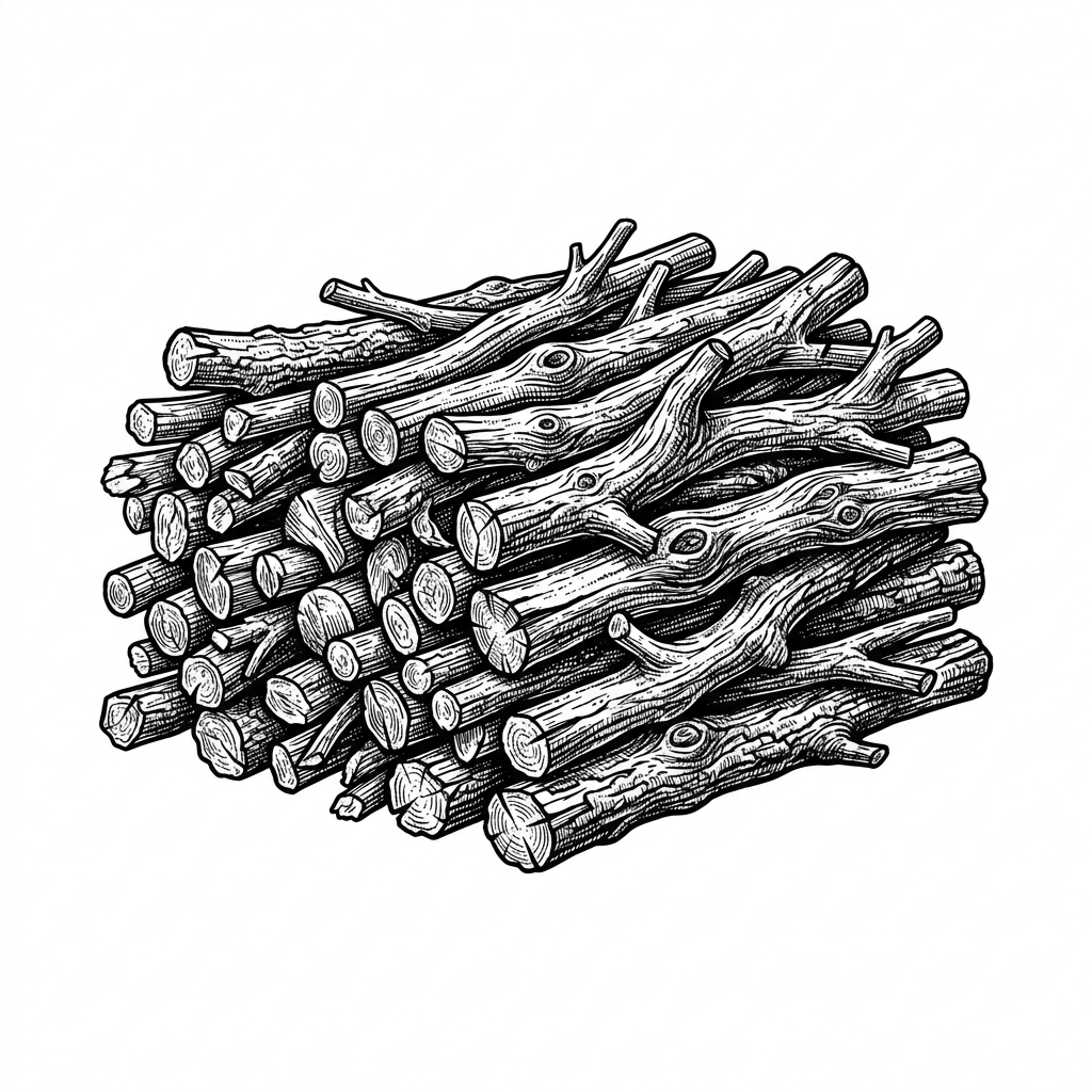 Pruned olive wood branches