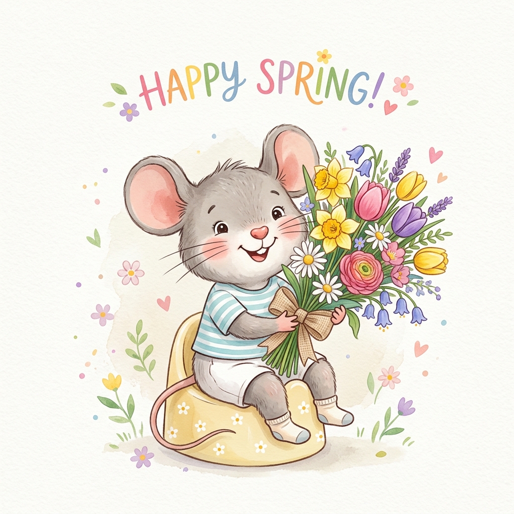 Potty Mouse floral card