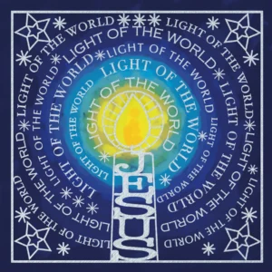 A pack of 10 The Leprosy Mission Christmas cards featuring a religious nativity scene design with the Bible verse from Isaiah 60:1.