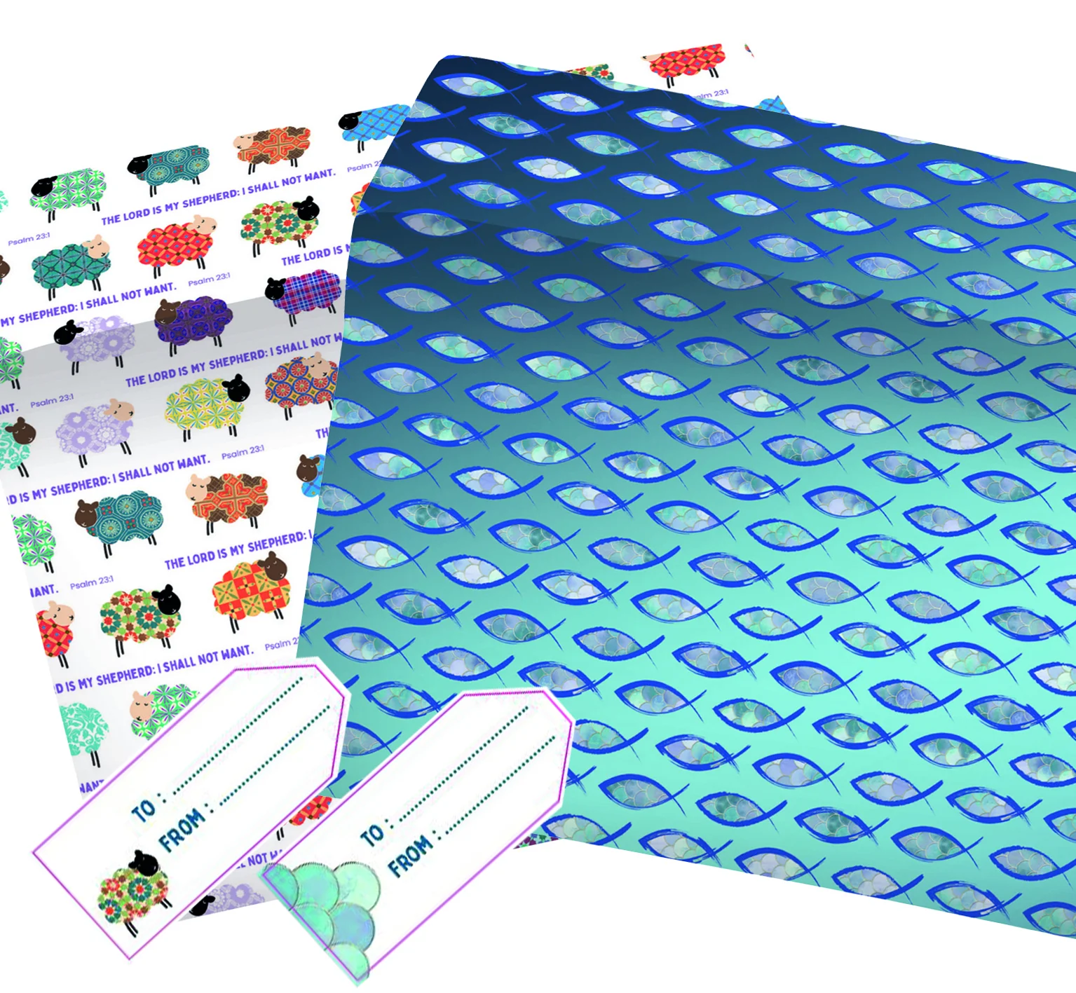 Sheep & Ichthus Gift Wrap Duo Pack