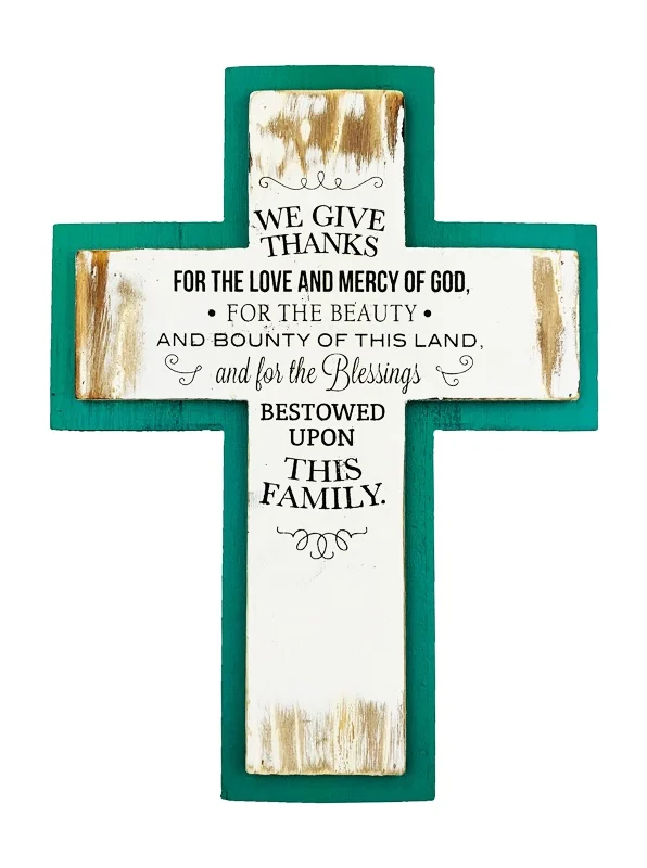 'We Give Thanks' Rustic Look Wall Cross