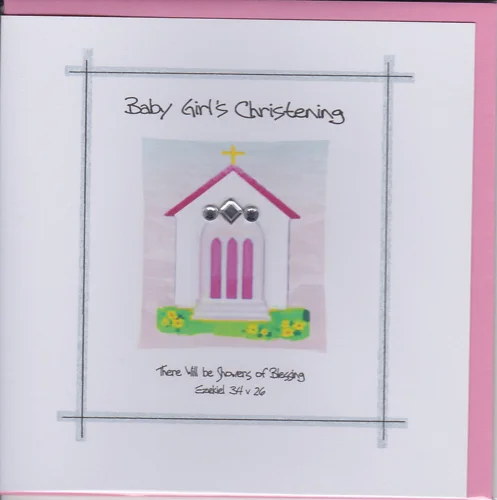 Potty Mouse Baby Girl's Christening Greetings Card