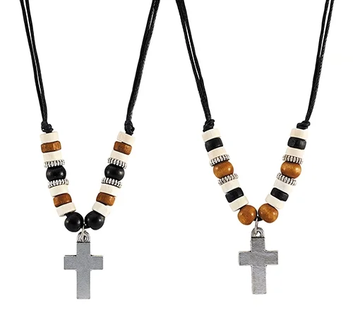 Bead Cross Necklace 2 Assorted Pack of 12