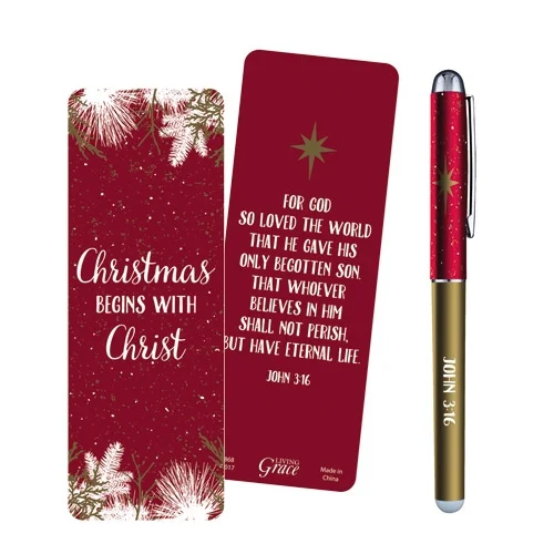 Christmas Begins with Christ Gift Pen with Bookmark