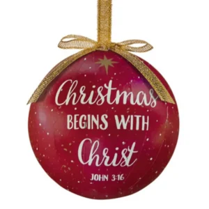 Christmas Begins with Christ Decoupage Ornament pack of 6