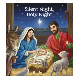 A softcover Silent Night Christmas book displaying colorful illustrations of the nativity scene for holiday reading and learning.