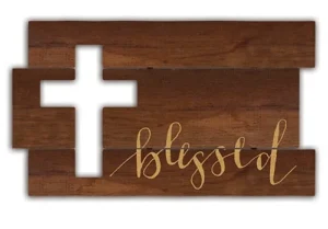 Cross Wall Sign 20" x 12.5" Blessed