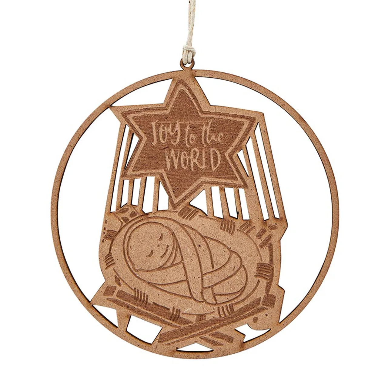 Joy to the World Laser Cut Wood Ornament