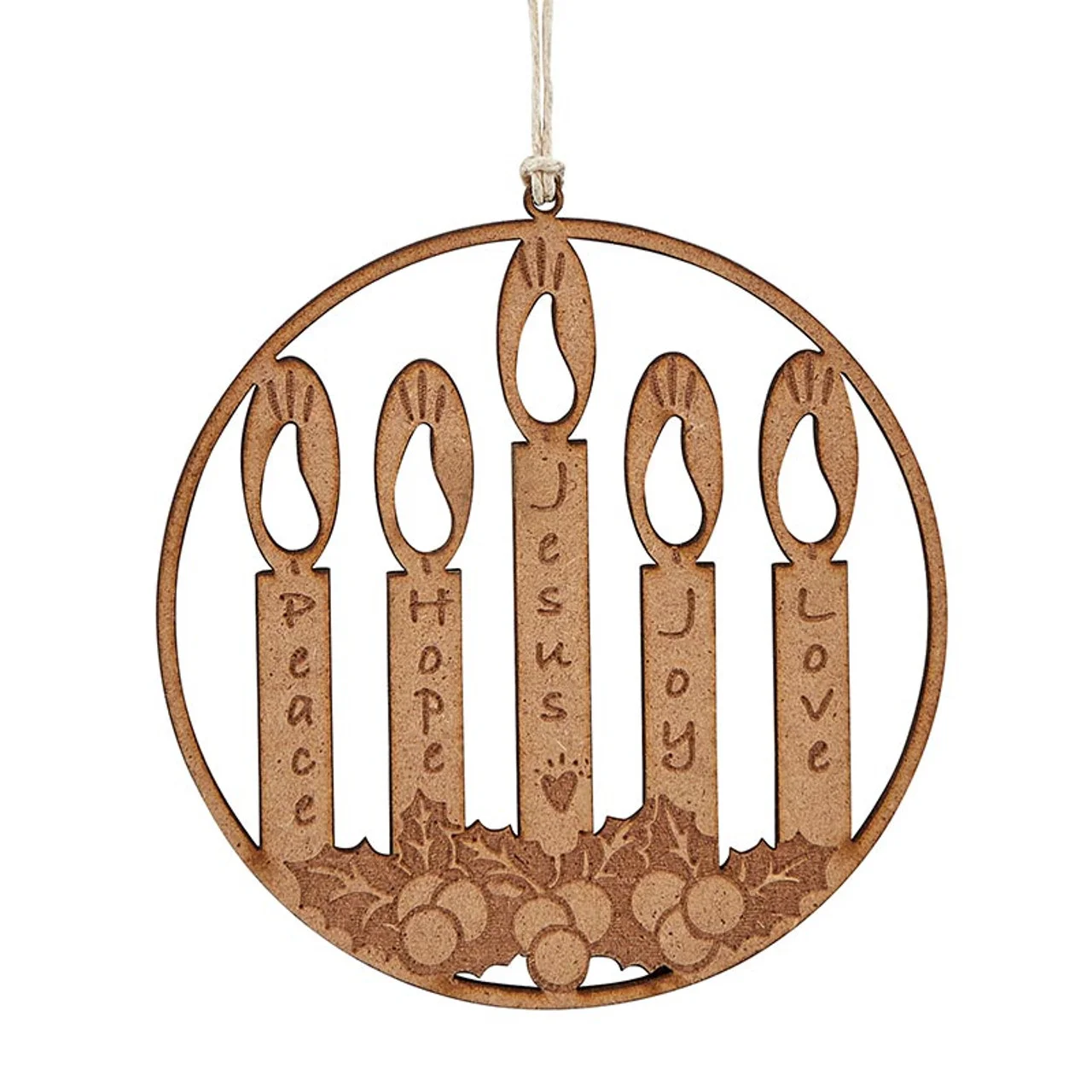 Advent Candles Laser Cut Wood Ornament