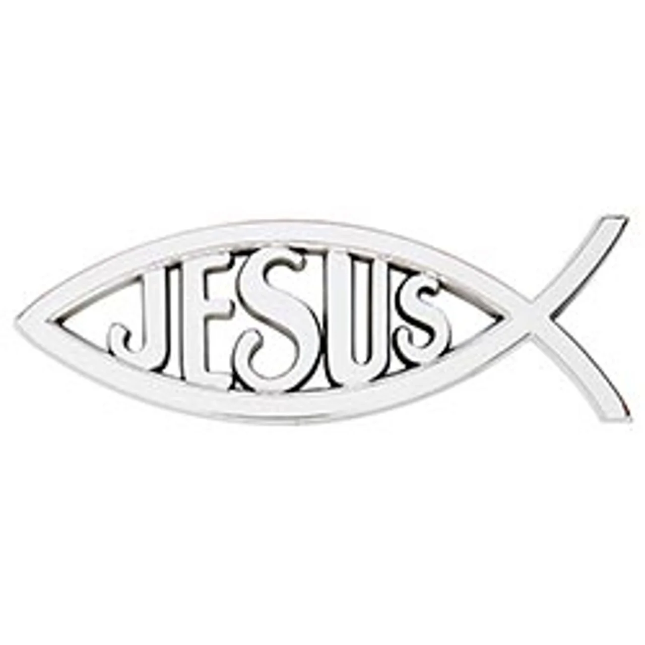 Silver Jesus and Ichthus Car Emblem