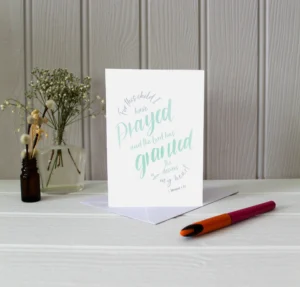 1 Samuel 1:27 Greetings Card In Blue