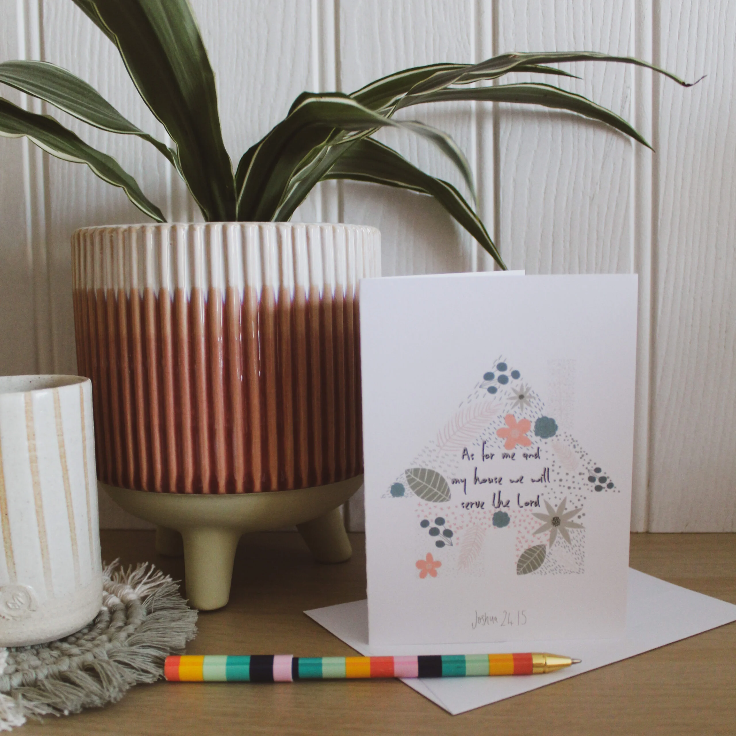Joshua 24:15 Floral Pattern Greetings Card