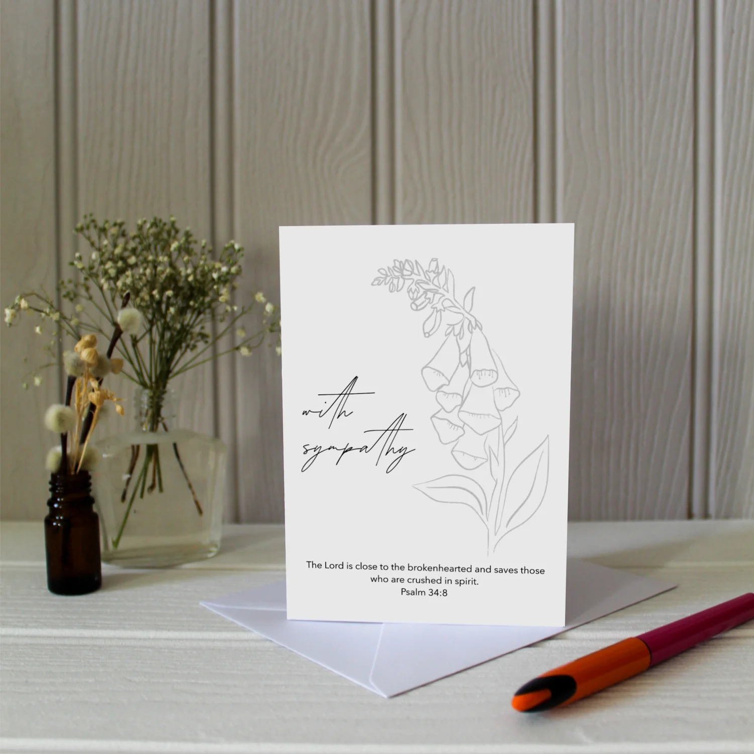 With Sympathy Psalm 34:8  Greetings Card