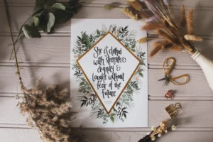 Proverbs 31:25 Diamond Design Art Print (Size A5)