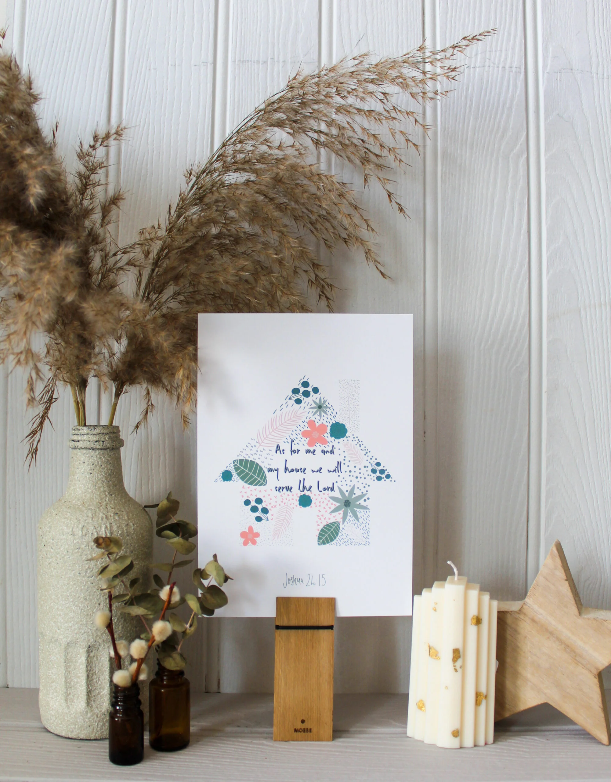 Joshua 24:15 Floral Illustration Art Print (Size 5" X 7")