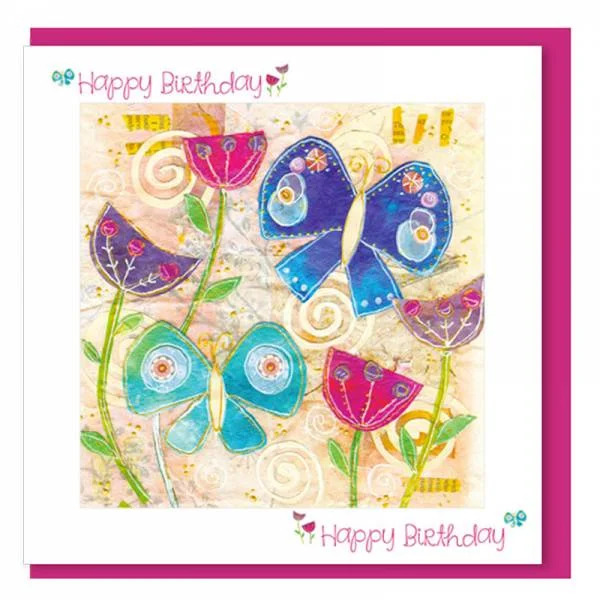 Butterflies & Flowers Christian Birthday Card