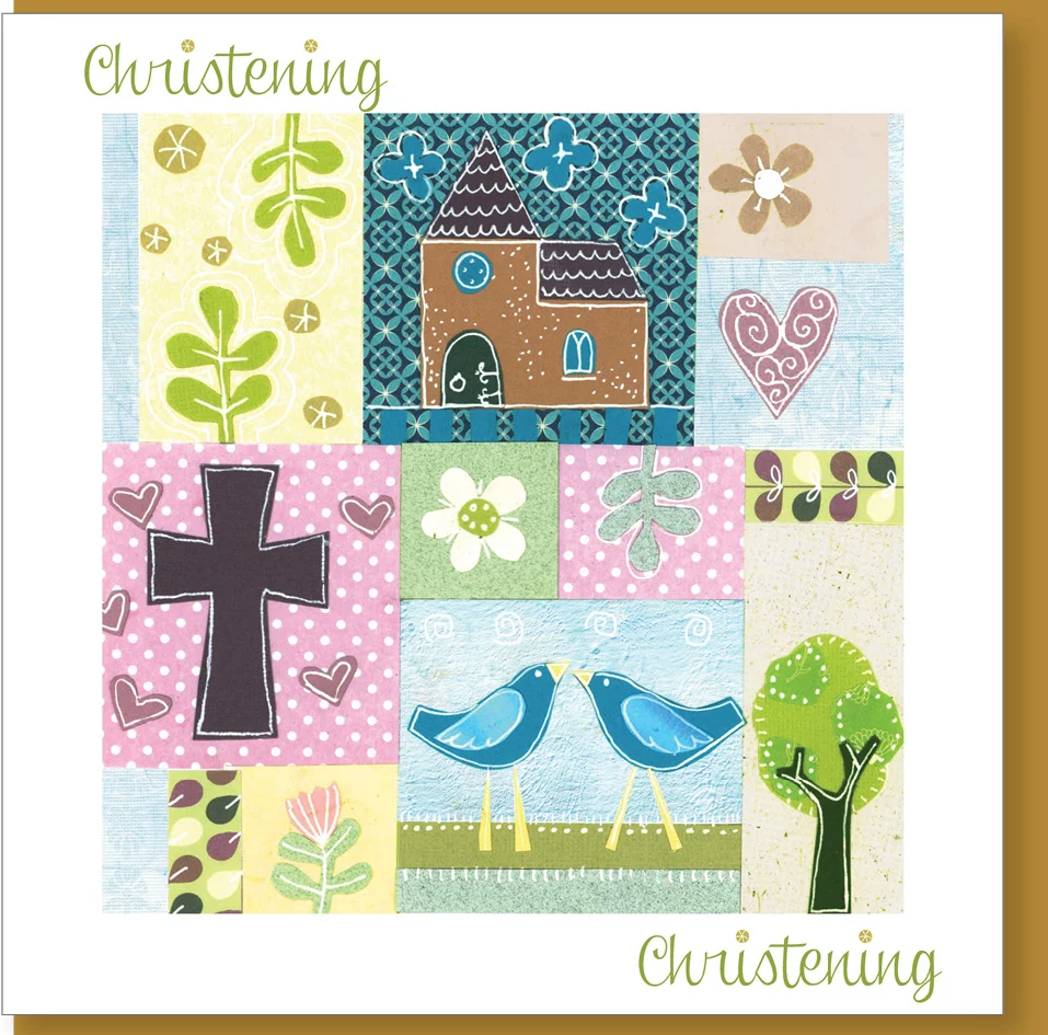 Christening Birds Greetings Card