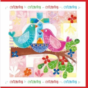 Christening birds Greetings Card (with verse)