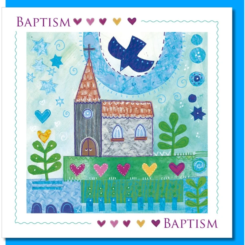 Baptism Church & Dove Greetings Card