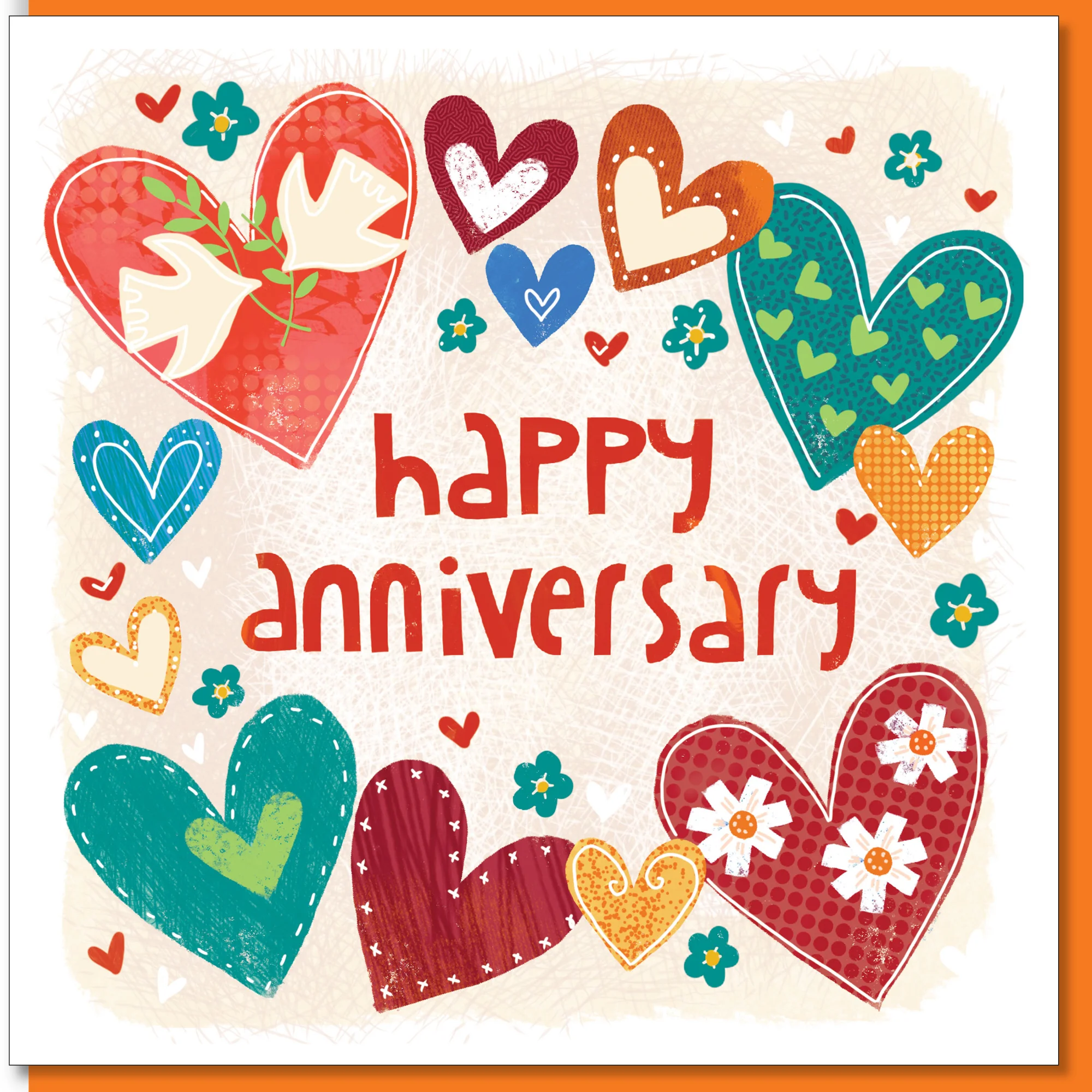 Anniversary Hearts & Doves Greetings Card