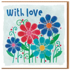A beautiful With Love greetings card, perfect for a thank you message or just to say hello, displayed with its premium envelope.