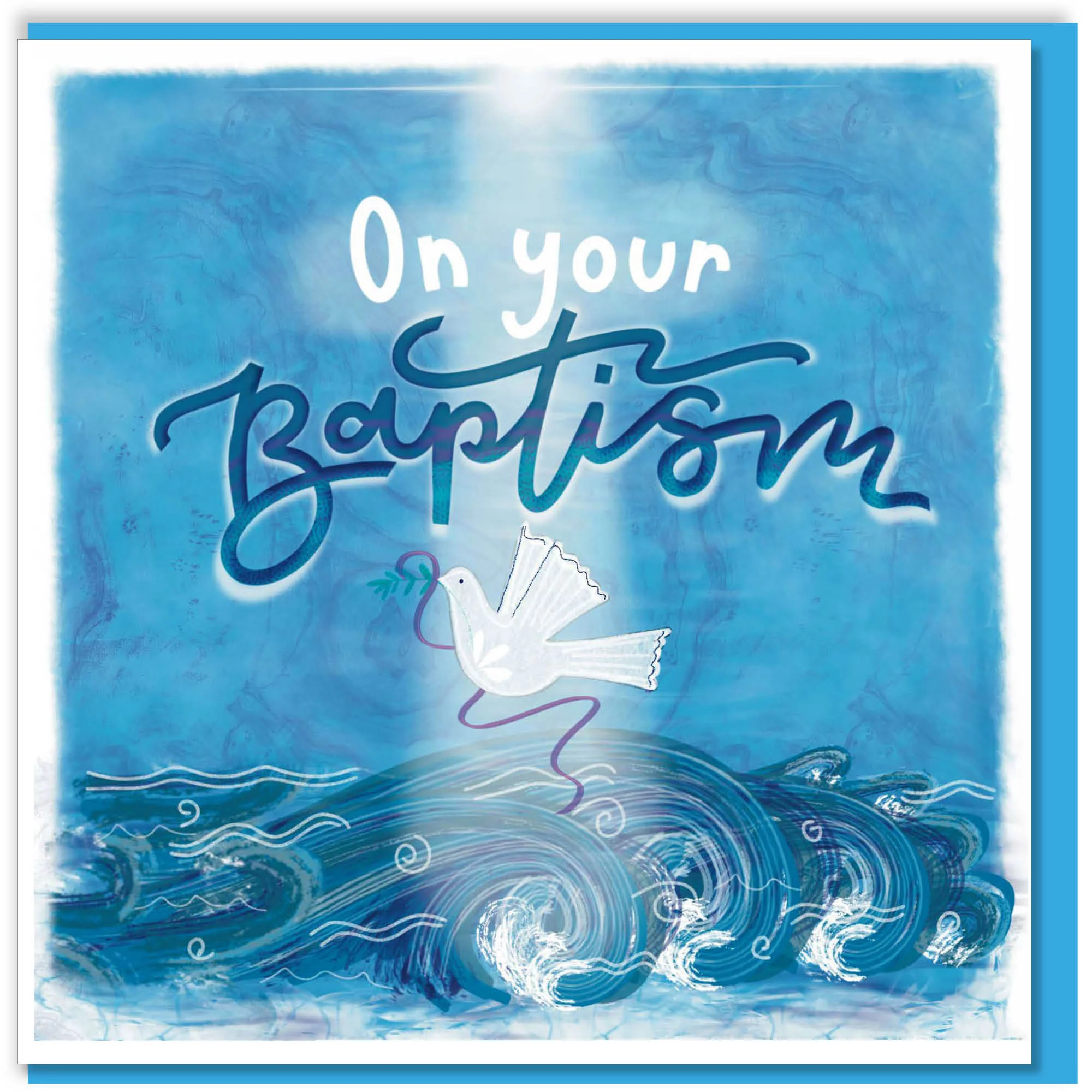 Dove & Cross Christian Baptism Card