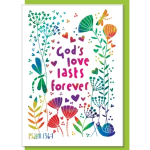 A beautifully designed encouragement card featuring a heartwarming message about God's love, perfect for sending scripture-based greetings and comfort.