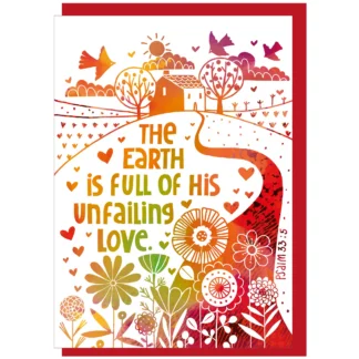 An inspirational Christian encouragement card featuring the text from Psalm 33:5, printed on high-quality textured paper, perfect for inclusion in our range of scripture cards.