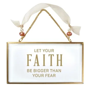 Glass Wall Art - 6.5" X 3.5" Faith Bigger Than Fear