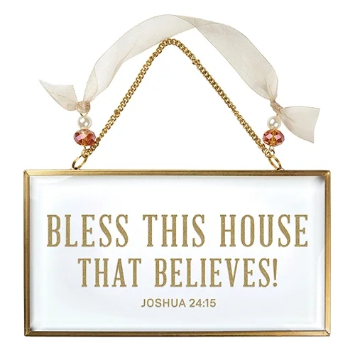 Glass Wall Art - 6.5" X 3.5" Bless This House