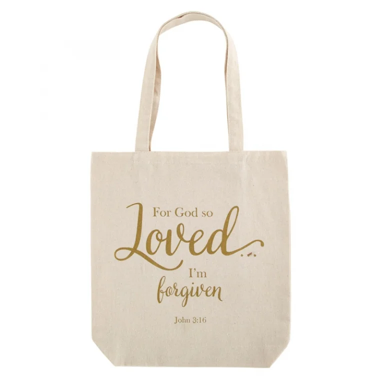 For God So Loved Tote Bag with Inside Pocket