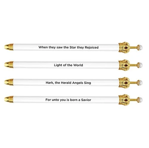 Christmas Crown Pen - White Pack of 12