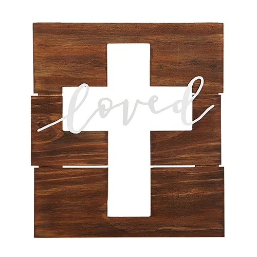 Whal to Wall - Loved Wall Sign with Cut-Out Cross