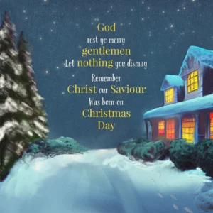 A pack of ten Christ our Saviour charity Christmas cards designed to support food banks, printed on high-quality sustainable board.