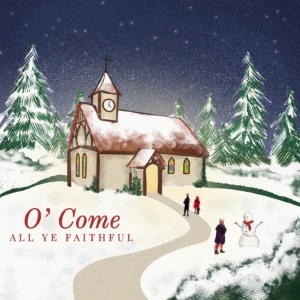 A pack of ten premium FSC-certified food bank Christmas cards featuring the O' Come All Ye Faithful design, complete with matching envelopes for festive seasonal greetings.