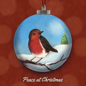 A pack of 10 festive Food Bank Christmas cards featuring a peaceful winter design, printed on premium sustainable FSC-accredited cardstock.