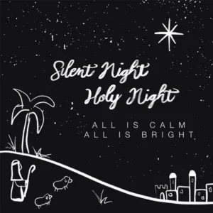 A pack of ten religious Christmas cards featuring a classic Silent Night design with scriptural typography, suitable for seasonal gifts from the Food Bank Christmas Cards collection.