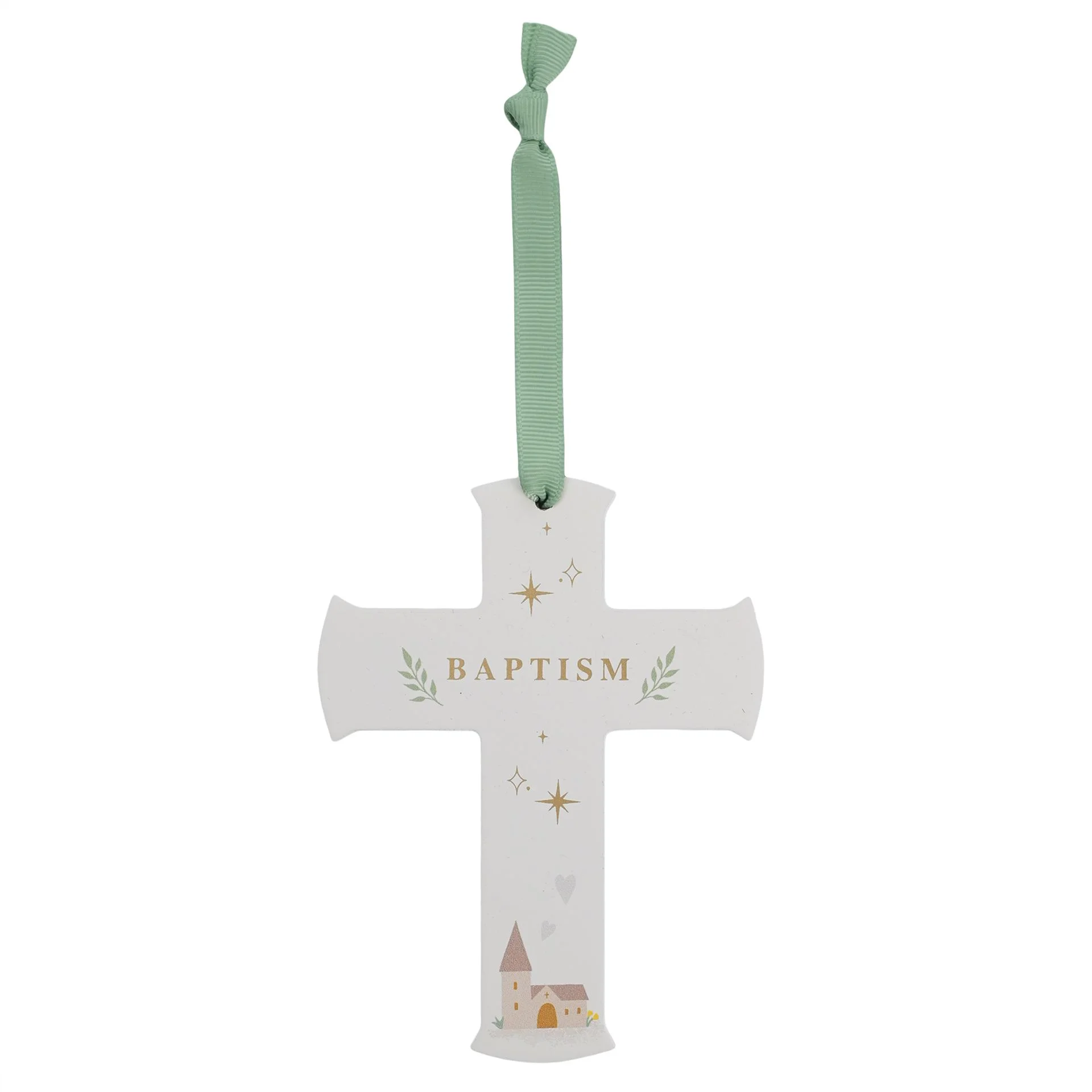 Faith & Hope Hanging Cross Plaque - Baptism