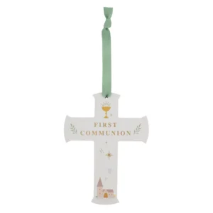 Faith & Hope Hanging Cross Plaque - First Communion