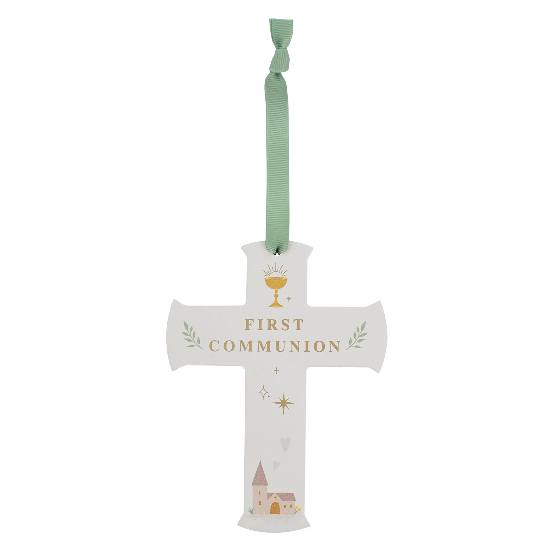 Faith & Hope Hanging Cross Plaque - First Communion
