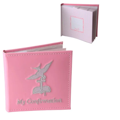Confirmation Leather Look Photo Album - Pink
