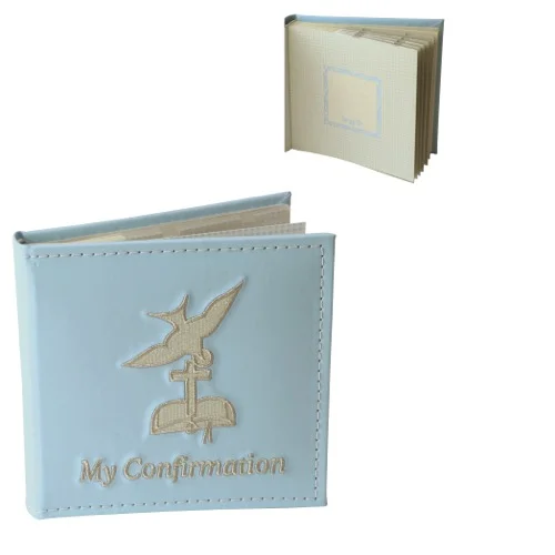 Confirmation Leather Look Photo Album - Blue