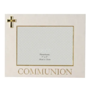 7" X 5" - LINEN LOOK FRAME CROSS ICON - COMMUNION