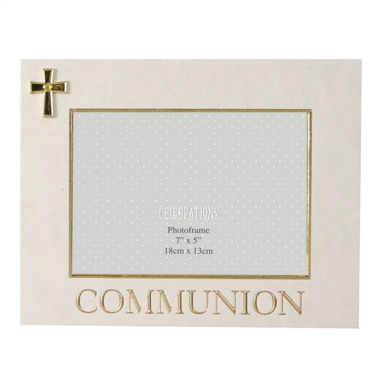 7" X 5" - LINEN LOOK FRAME CROSS ICON - COMMUNION