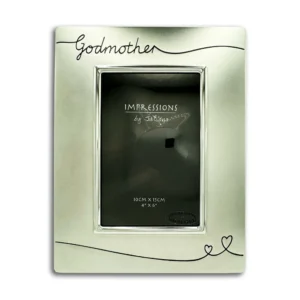Elegant 9' x 7' nickel-plated photo frame designed for a godmother, ideal for displaying cherished memories with her godchild.