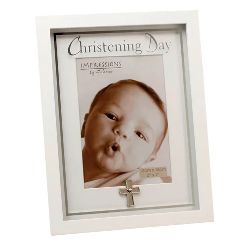 Juliana MDF Frame Mirror Print and Cross Icon - Christening