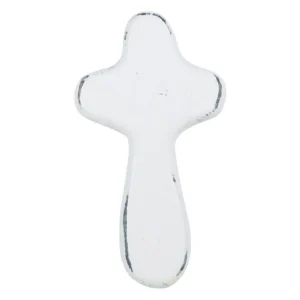 A smooth white hand-held prayer cross designed for comfort during devotion, a meaningful item from our collection of Christian gifts.