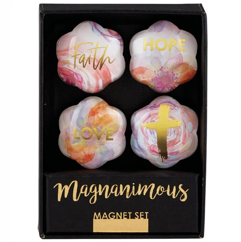 Magnanimous Faith, Hope, Love Inspirational Flower Magnets Gift Sets